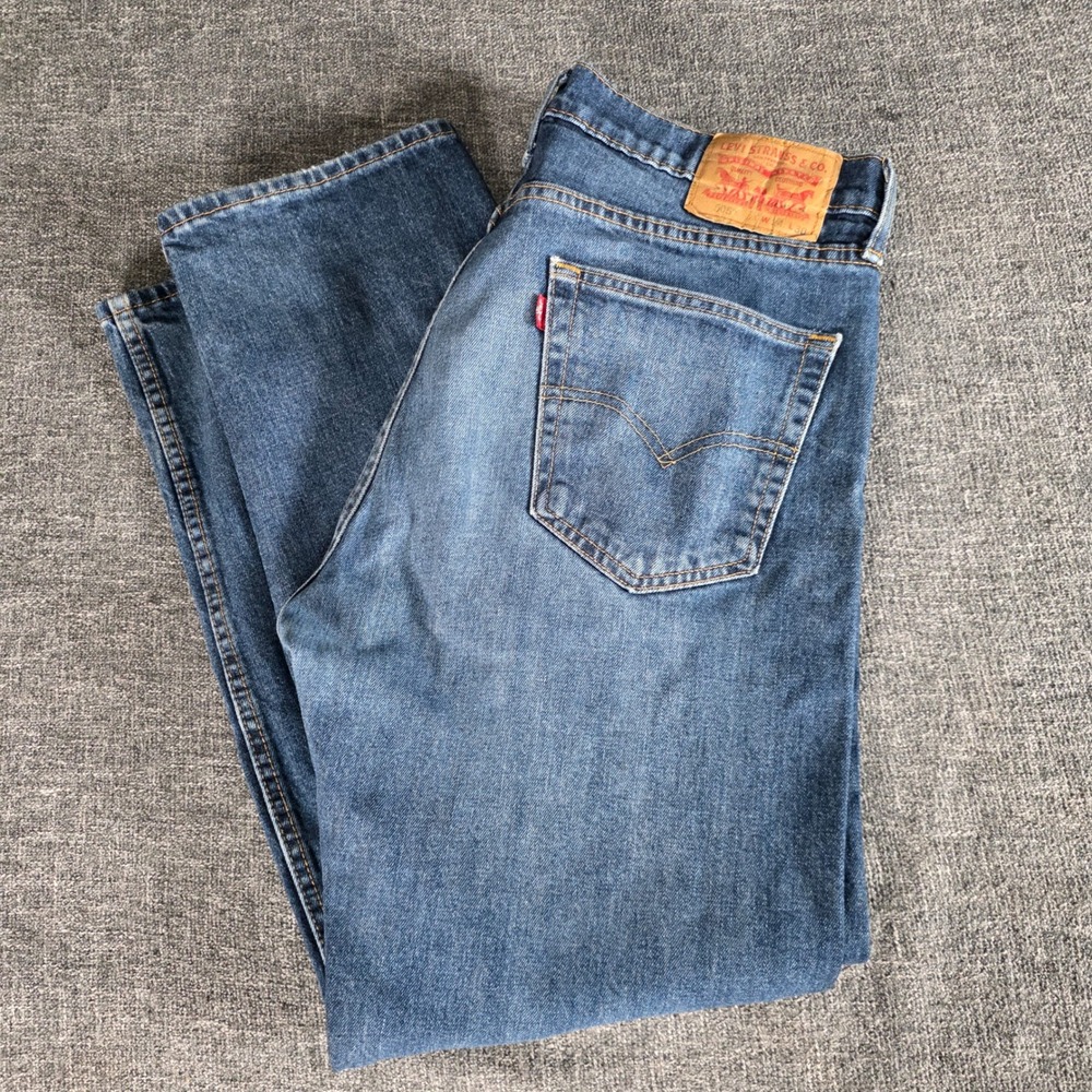Levis 505 Jeans Mens 34x28 Medium Wash Regular Fit Straight Leg Red Tab Denim